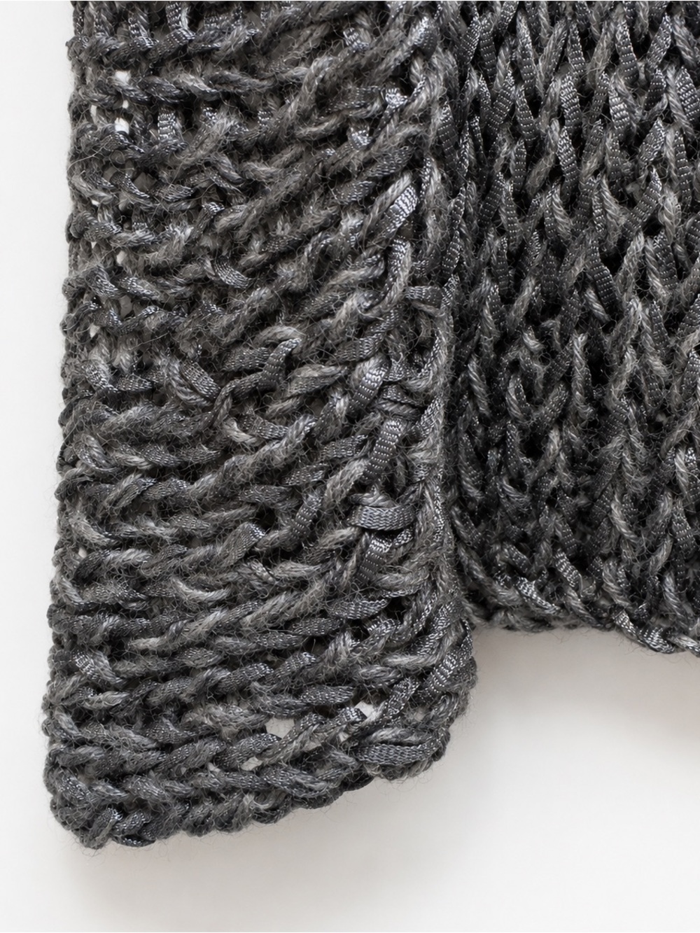 Eileen Fisher Alpaca Silk Hand Knit Twist Sweater Coastal Gray Open Knit NWT M - Picture 3 of 8